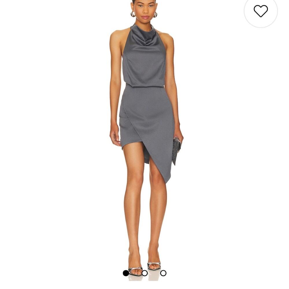 Revolve Elliatt Gray Halter Asymmetrical Special Occasion Dress
